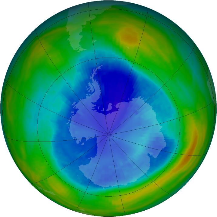 Antarctic ozone map for 06 September 1987